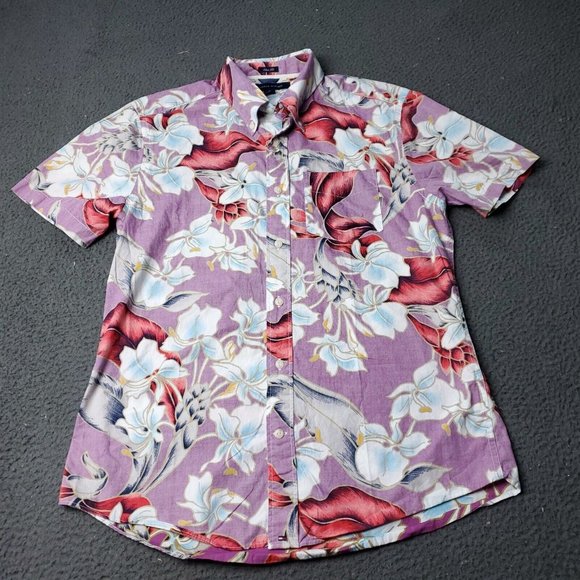 Tommy Hilfiger Slim Fit Floral Button Shirt Mens Medium Multicolor Short Sleeve - Picture 1 of 6